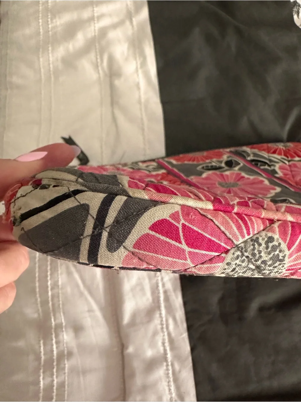Vera Bradley Floral Quilted Laptop Sleeve in Pink and Gray